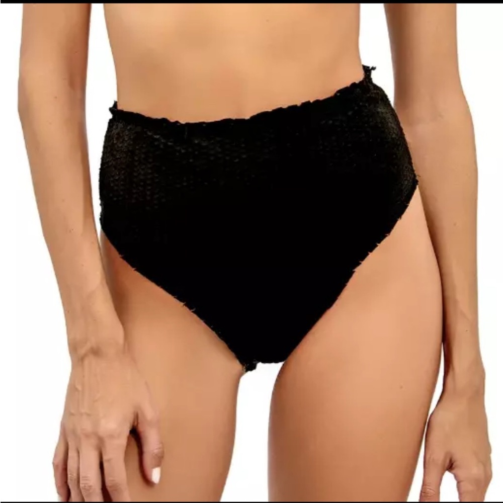 NWOT Vic By Paula Hermanny High-Waisted Black Bikini Bottom size L $128